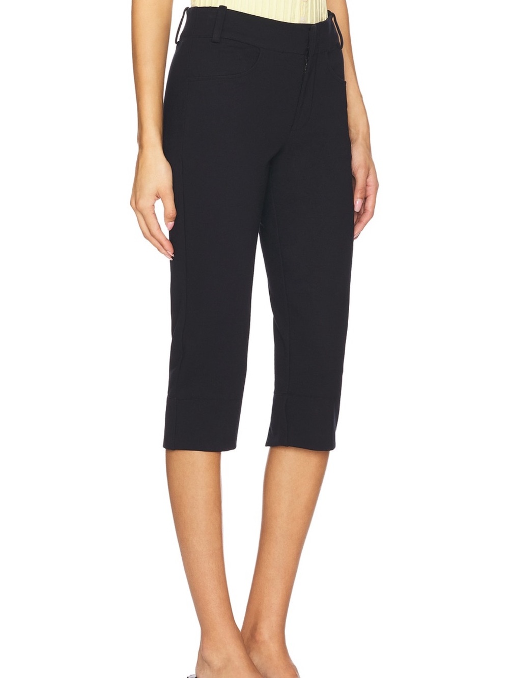 Free People Black Cropped Ponte Capris - Mid-Rise